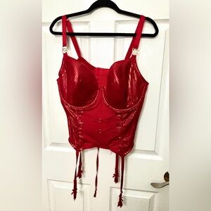 Cacique Red Corset With Garter Straps